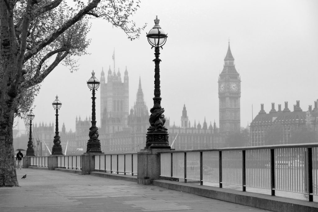 black and white picture of parliament